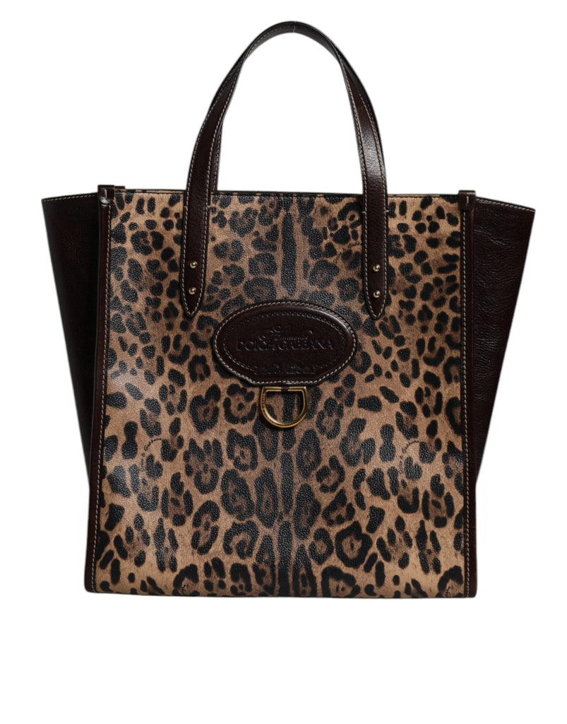 Dolce & Gabbana Brown Leopard Leather Shoulder Strap Tote Bag - Beyzy Store - Dolce & Gabbana