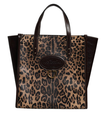 Dolce & Gabbana Brown Leopard Leather Shoulder Strap Tote Bag - Beyzy Store - Dolce & Gabbana