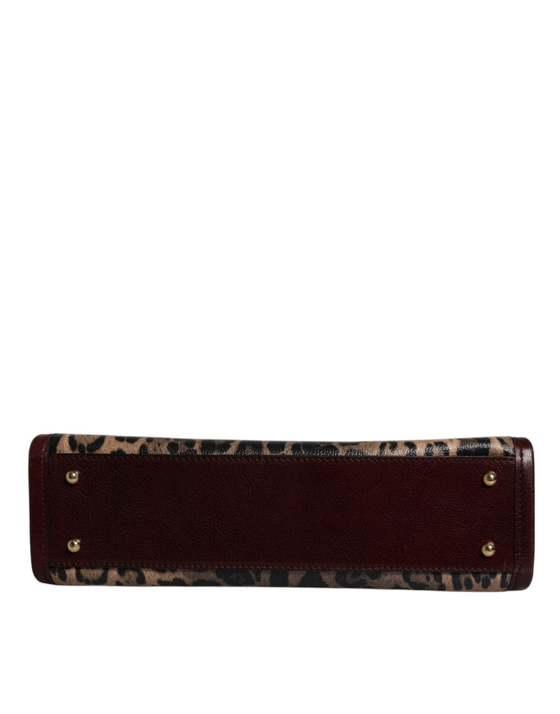 Dolce & Gabbana Brown Leopard Leather Shoulder Strap Tote Bag - Beyzy Store - Dolce & Gabbana