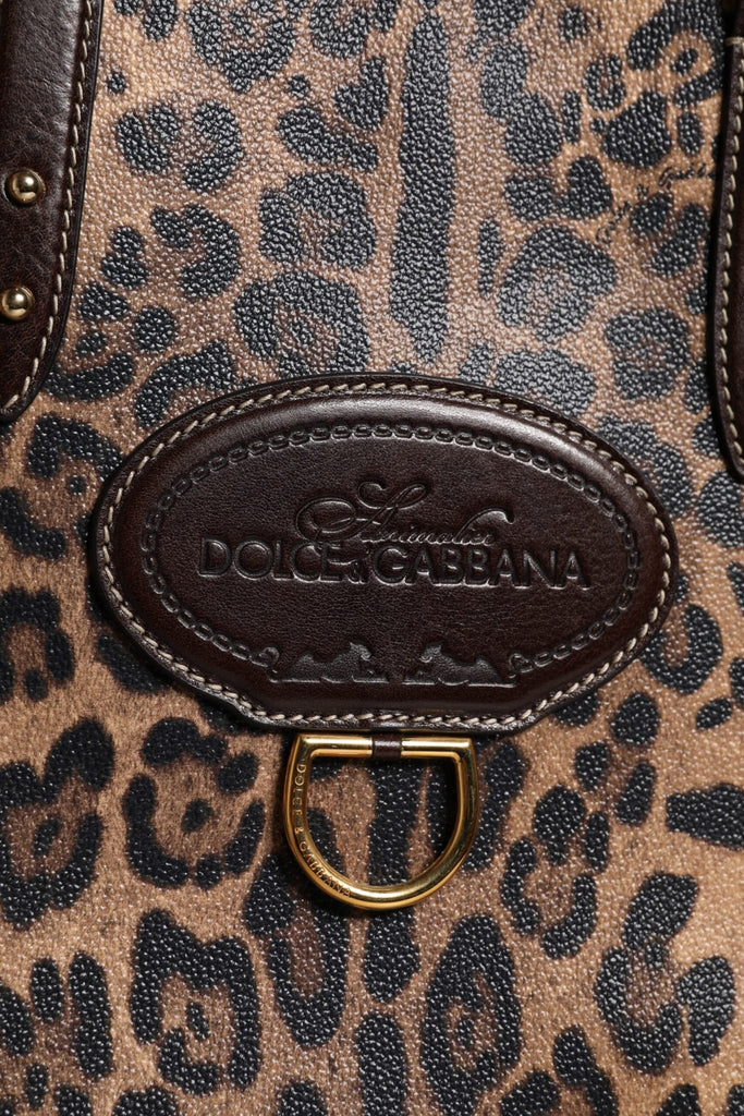 Dolce & Gabbana Brown Leopard Leather Shoulder Strap Tote Bag - Beyzy Store - Dolce & Gabbana