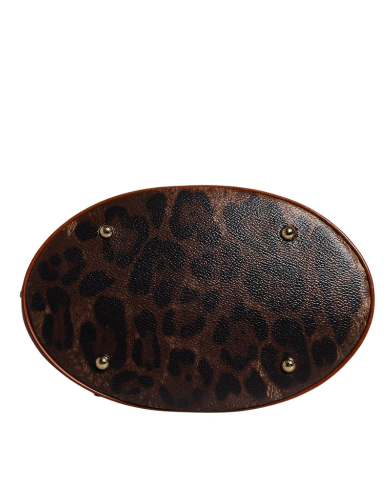 Dolce & Gabbana Brown Leopard Leather Shoulder Strap Tote Bag - Beyzy Store - Dolce & Gabbana