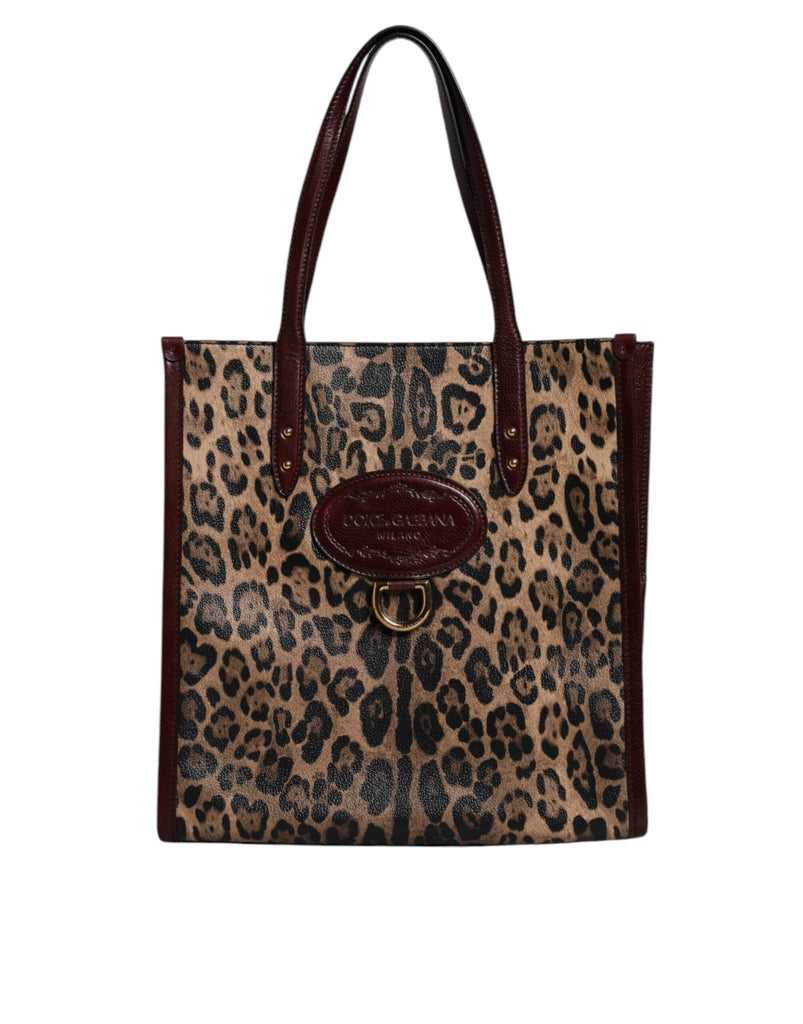 Dolce & Gabbana Brown Leopard Leather Shoulder Strap Tote Bag - Beyzy Store - Dolce & Gabbana
