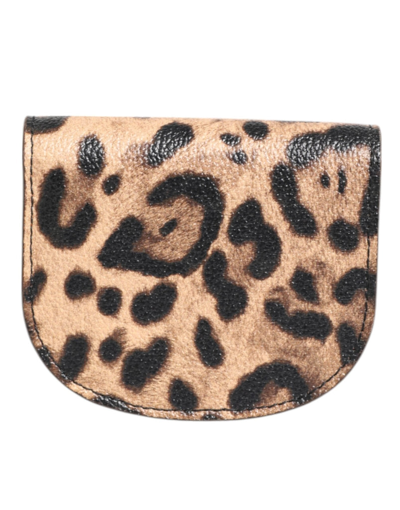 Dolce & Gabbana Brown Leopard Print Calf Leather Small Coin Purse Wallet - Beyzy Store - Dolce & Gabbana
