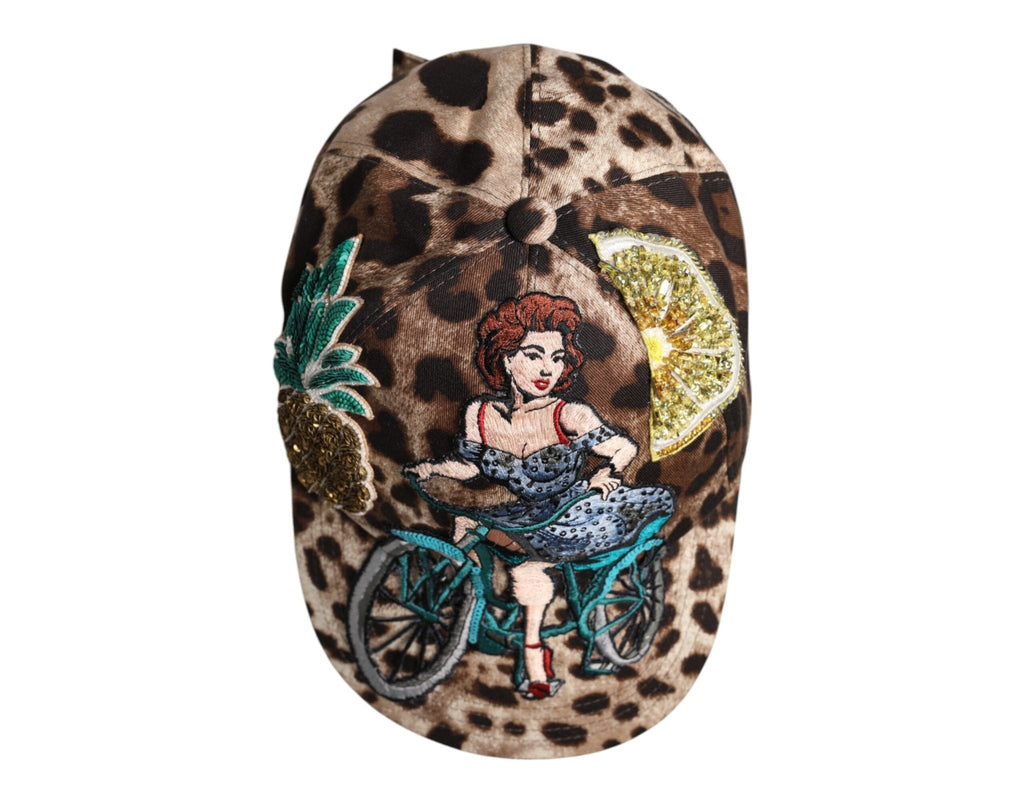 Dolce & Gabbana Brown Leopard Sequin Sicily Baseball Cap - Beyzy Store - Dolce & Gabbana