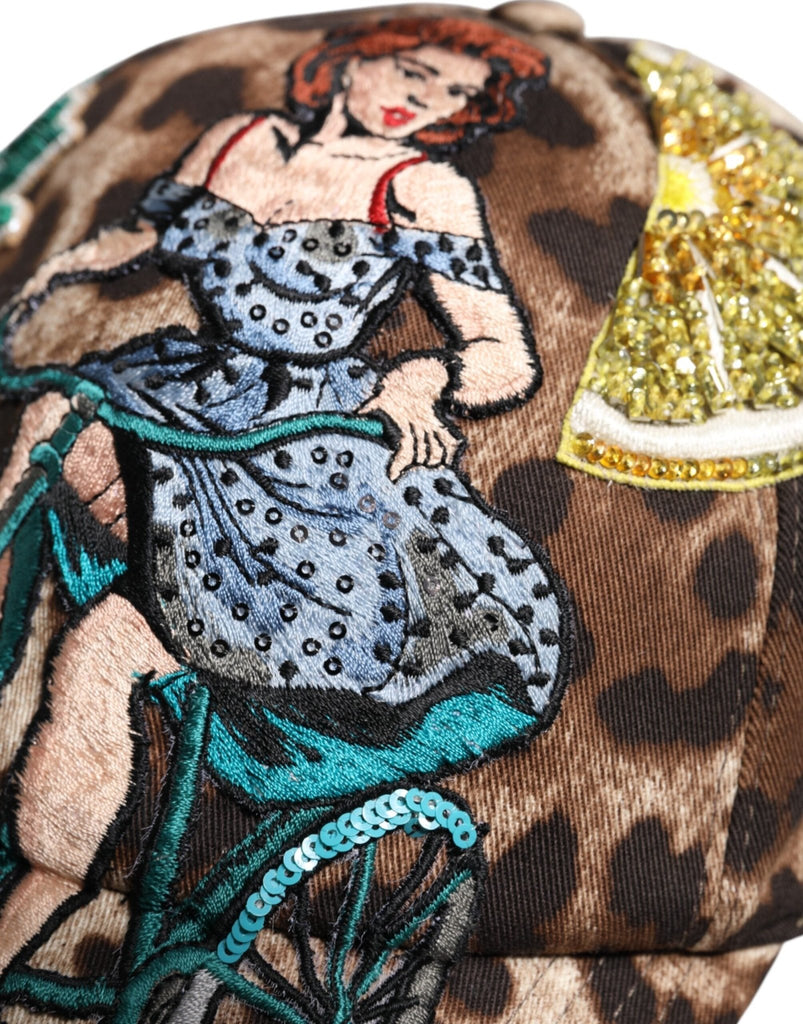 Dolce & Gabbana Brown Leopard Sequin Sicily Baseball Cap - Beyzy Store - Dolce & Gabbana