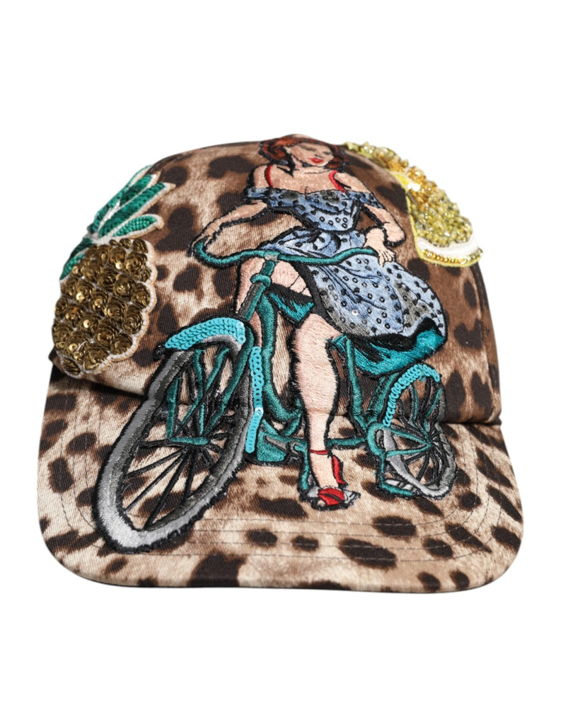 Dolce & Gabbana Brown Leopard Sequin Sicily Baseball Cap - Beyzy Store - Dolce & Gabbana