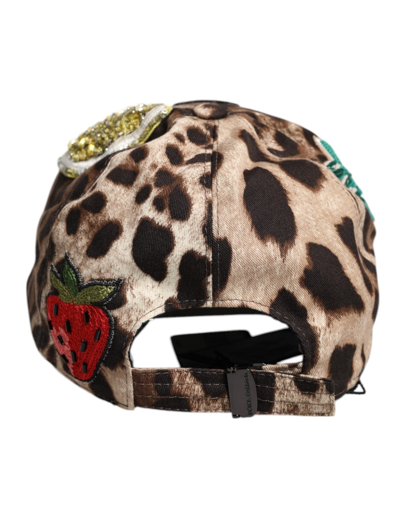 Dolce & Gabbana Brown Leopard Sequin Sicily Baseball Cap - Beyzy Store - Dolce & Gabbana