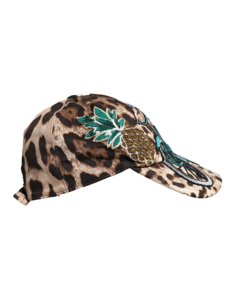 Dolce & Gabbana Brown Leopard Sequin Sicily Baseball Cap - Beyzy Store - Dolce & Gabbana