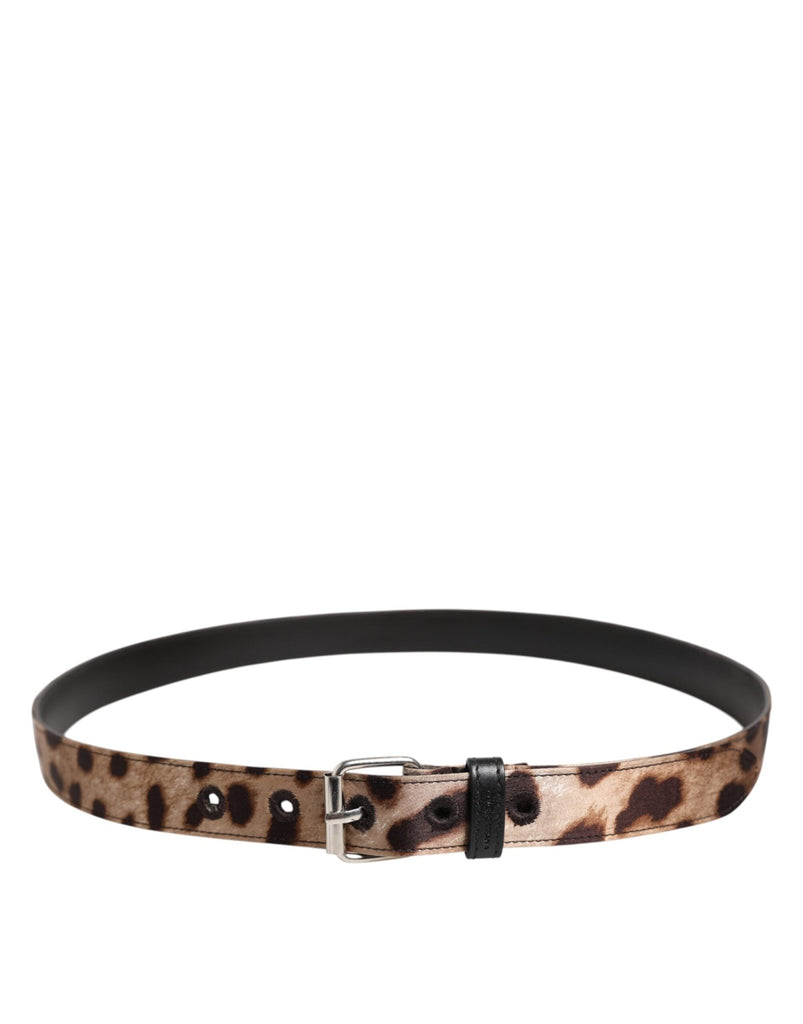 Dolce & Gabbana Brown Leopard Silver Metal Buckle Belt - Beyzy Store - Dolce & Gabbana