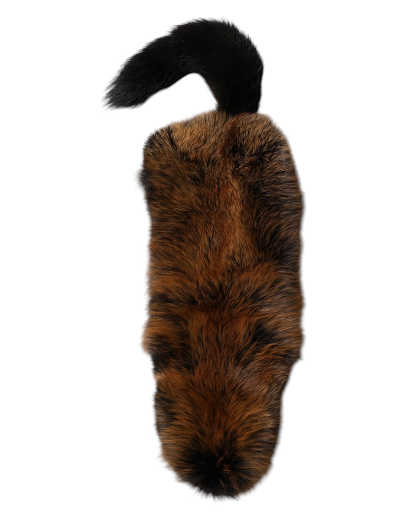 Dolce & Gabbana Brown Red Fox Fur Neck Cashmere Warmer Scarf - Beyzy Store - Dolce & Gabbana