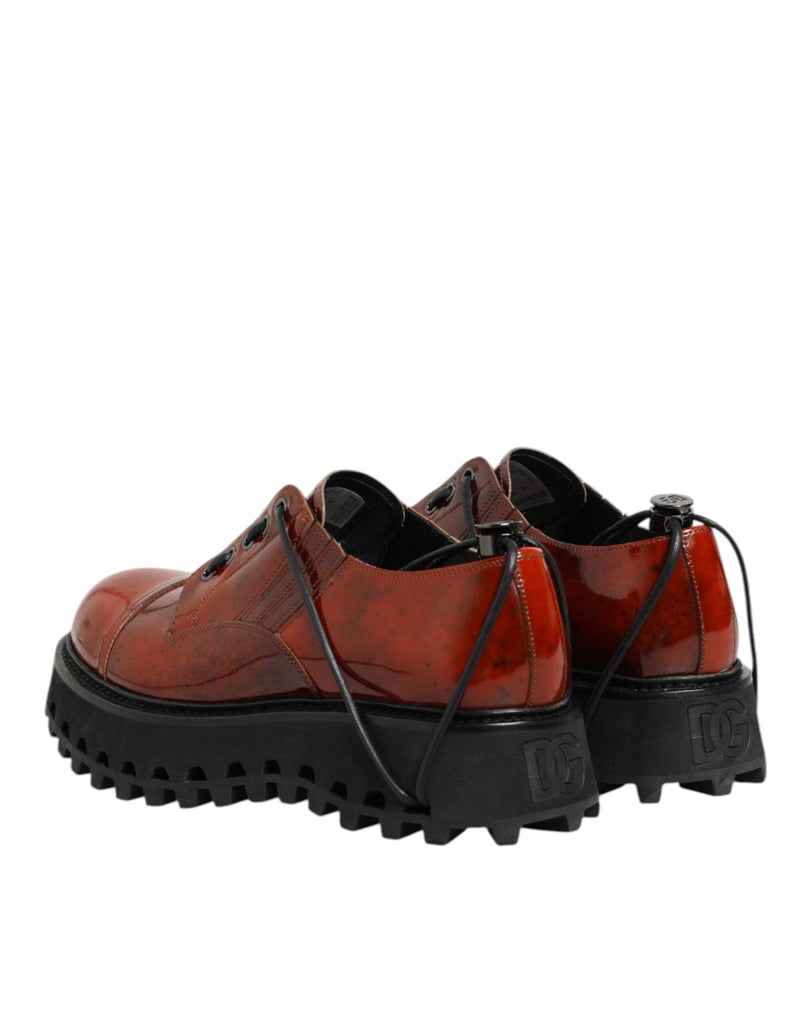Dolce & Gabbana Brown Red Leather Lace Up Derby Dress Shoes - Beyzy Store - Dolce & Gabbana