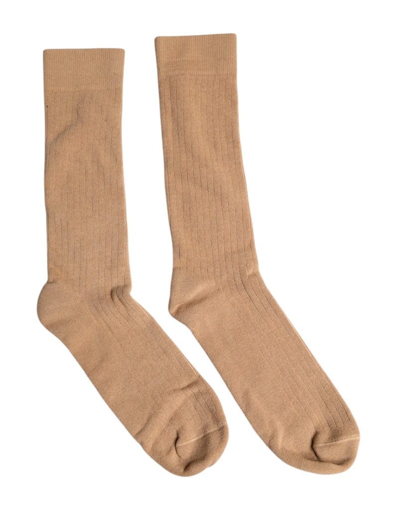 Dolce & Gabbana Brown Solid Cotton Mid Calf Men Socks - Beyzy Store - Dolce & Gabbana