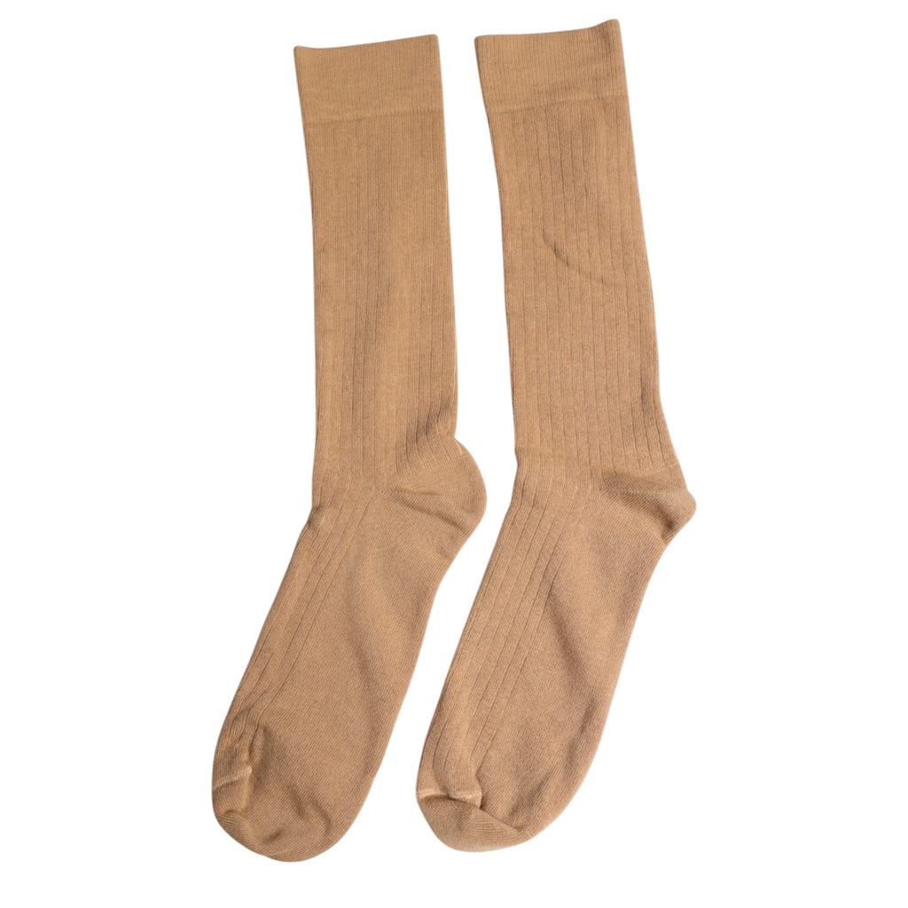 Dolce & Gabbana Brown Solid Cotton Mid Calf Men Socks - Beyzy Store - Dolce & Gabbana