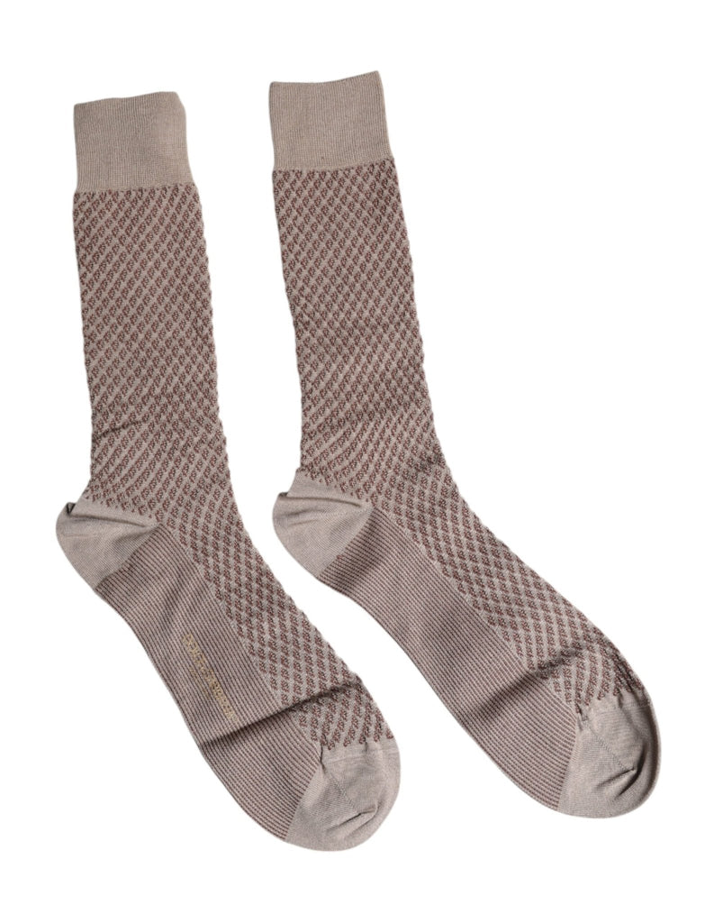 Dolce & Gabbana Brown Solid DG Logo Mid Calf Men Socks - Beyzy Store - Dolce & Gabbana