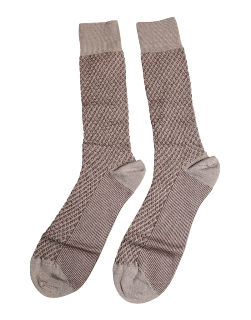 Dolce & Gabbana Brown Solid DG Logo Mid Calf Men Socks - Beyzy Store - Dolce & Gabbana