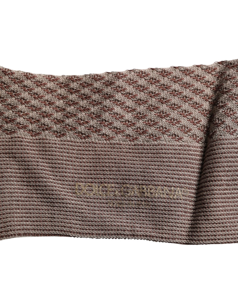 Dolce & Gabbana Brown Solid DG Logo Mid Calf Men Socks - Beyzy Store - Dolce & Gabbana