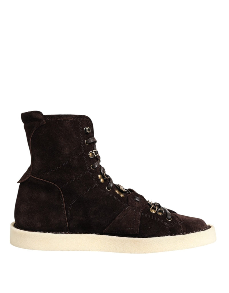 Dolce & Gabbana Brown Suede Lace Up Ankle Short Boots Shoes - Beyzy Store - Dolce & Gabbana