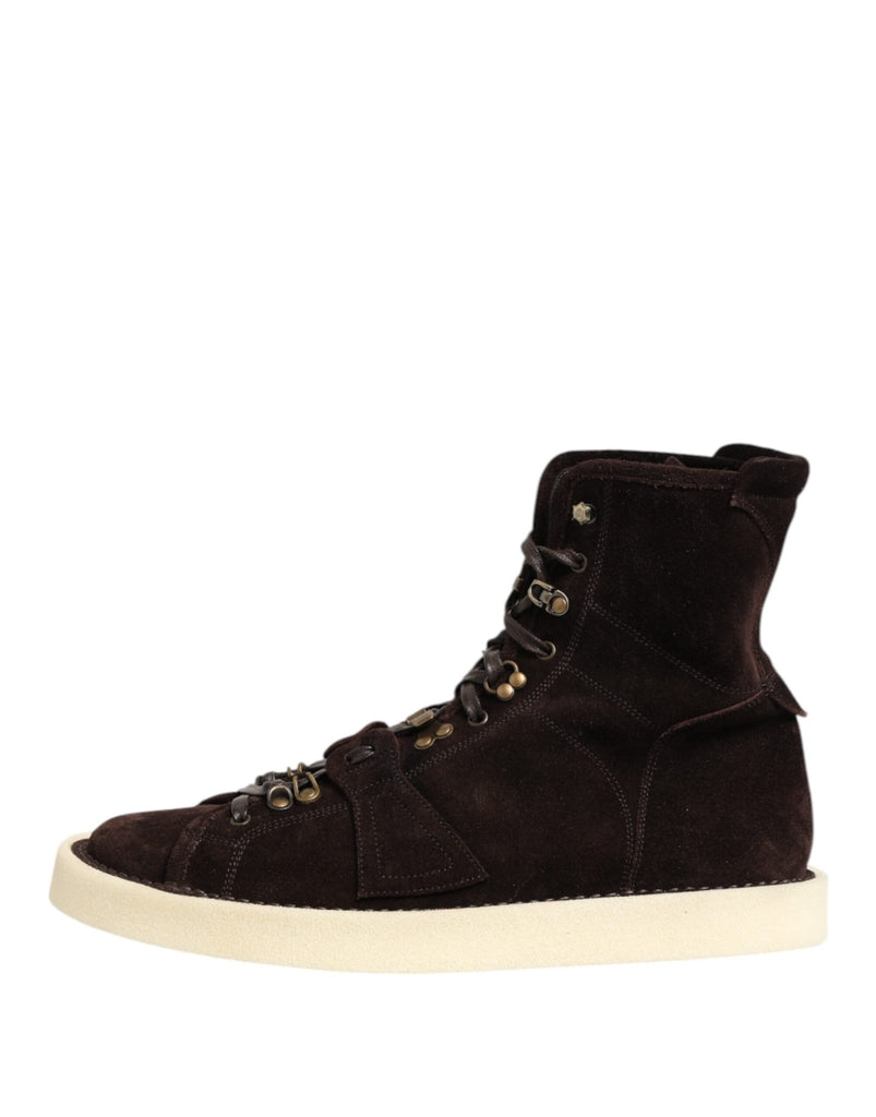 Dolce & Gabbana Brown Suede Lace Up Ankle Short Boots Shoes - Beyzy Store - Dolce & Gabbana