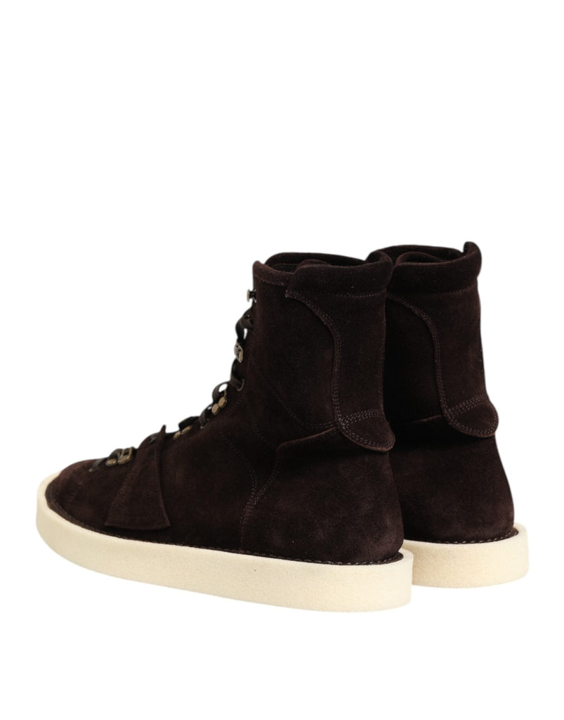 Dolce & Gabbana Brown Suede Lace Up Ankle Short Boots Shoes - Beyzy Store - Dolce & Gabbana