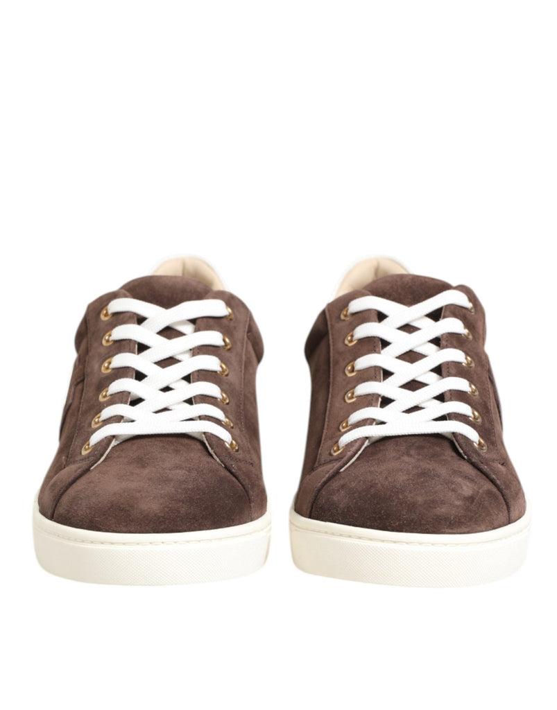 Dolce & Gabbana Brown Suede Leather Low Top Men Sneakers Shoes - Beyzy Store - Dolce & Gabbana
