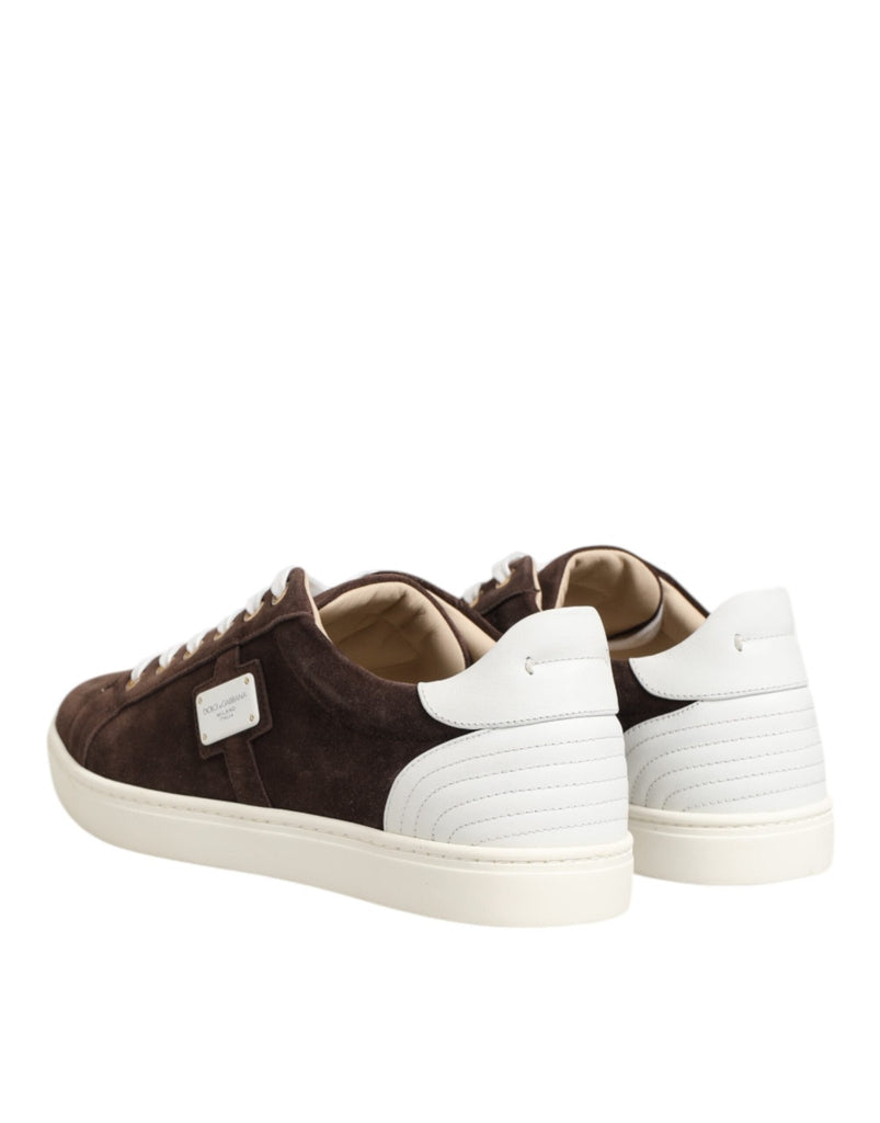 Dolce & Gabbana Brown Suede Leather Low Top Men Sneakers Shoes - Beyzy Store - Dolce & Gabbana