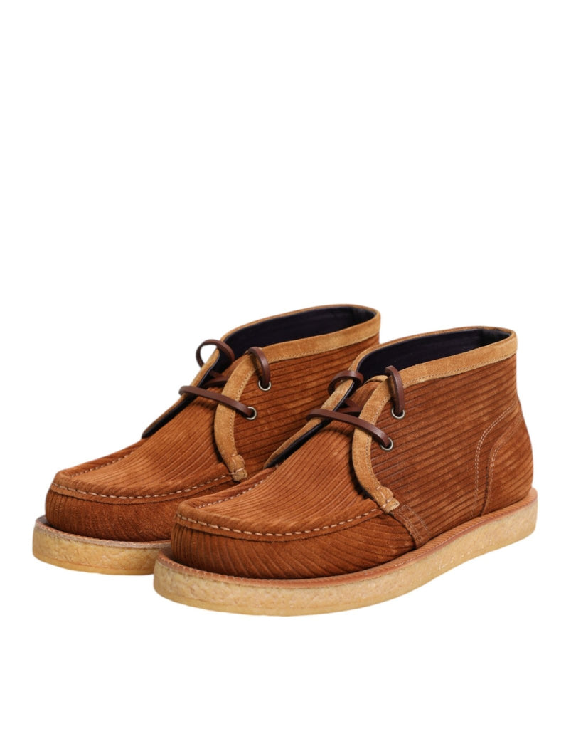 Dolce & Gabbana Brown Suede Nubuck Leather Desert Ankle Boots Shoes - Beyzy Store - Dolce & Gabbana