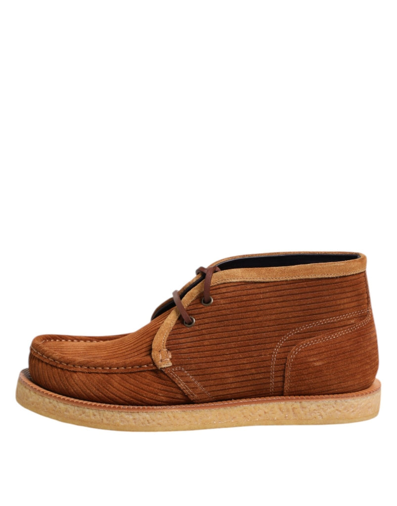 Dolce & Gabbana Brown Suede Nubuck Leather Desert Ankle Boots Shoes - Beyzy Store - Dolce & Gabbana