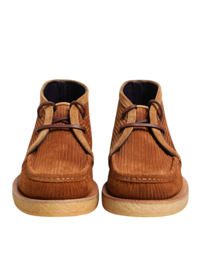 Dolce & Gabbana Brown Suede Nubuck Leather Desert Ankle Boots Shoes - Beyzy Store - Dolce & Gabbana