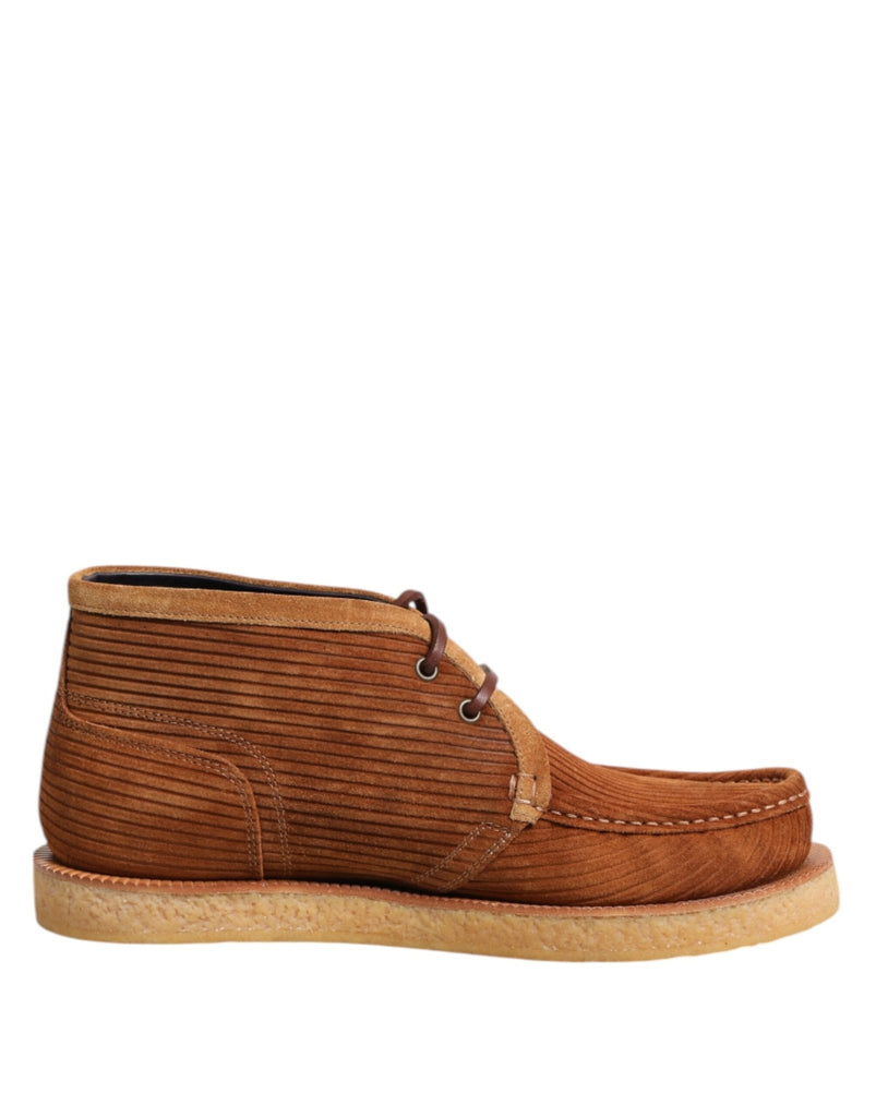 Dolce & Gabbana Brown Suede Nubuck Leather Desert Ankle Boots Shoes - Beyzy Store - Dolce & Gabbana