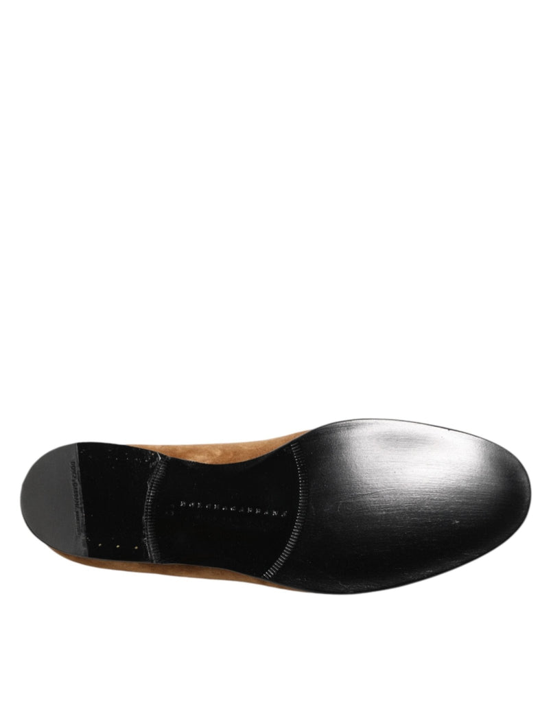 Dolce & Gabbana Brown Suede Slip On Men Loafers Formal Shoes - Beyzy Store - Dolce & Gabbana