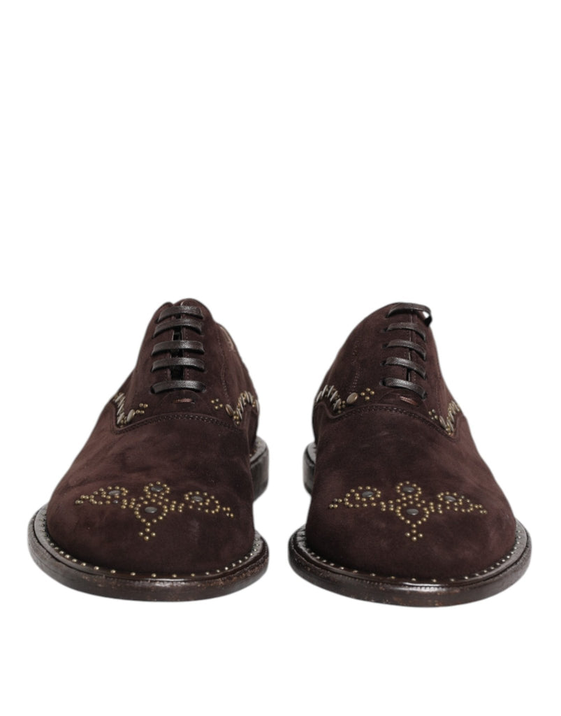 Dolce & Gabbana Brown Velvet Lace Up Oxford Dress Shoes - Beyzy Store - Dolce & Gabbana