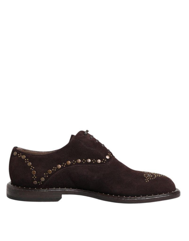 Dolce & Gabbana Brown Velvet Lace Up Oxford Dress Shoes - Beyzy Store - Dolce & Gabbana