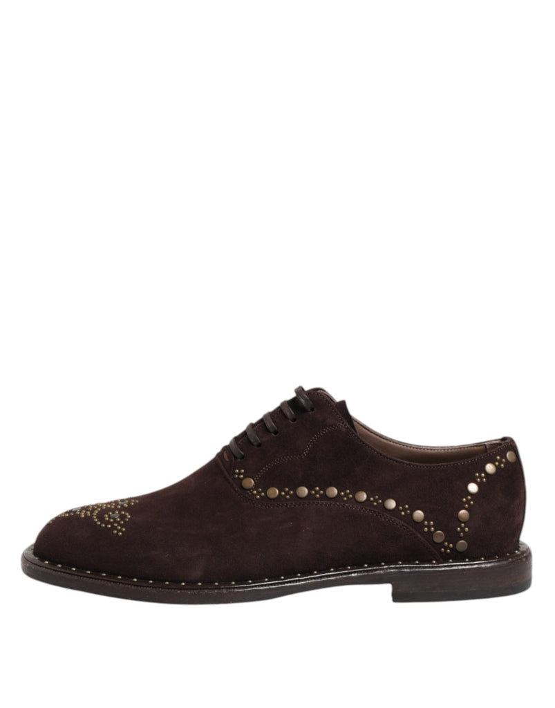 Dolce & Gabbana Brown Velvet Lace Up Oxford Dress Shoes - Beyzy Store - Dolce & Gabbana