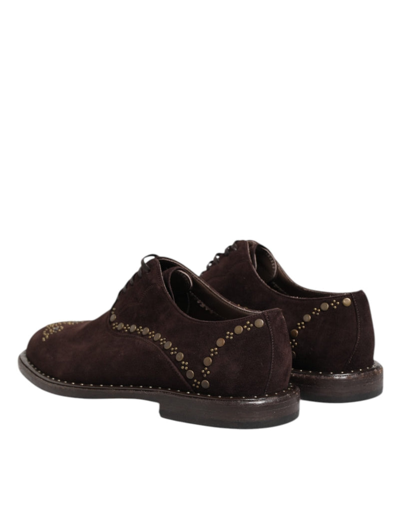 Dolce & Gabbana Brown Velvet Lace Up Oxford Dress Shoes - Beyzy Store - Dolce & Gabbana