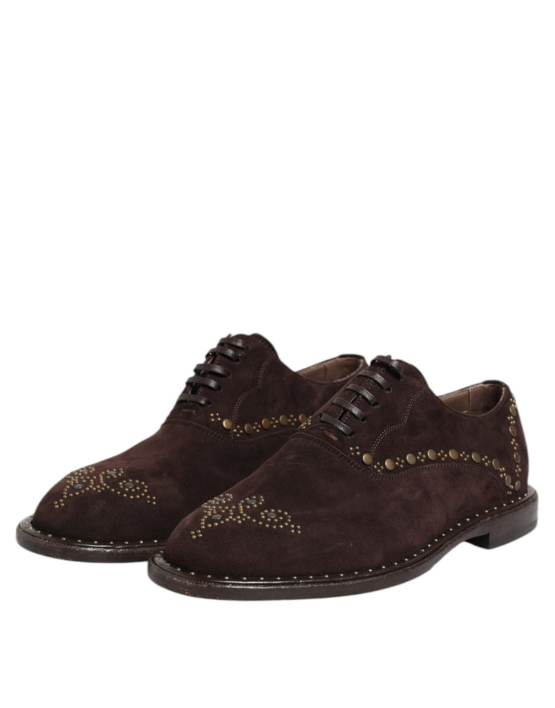 Dolce & Gabbana Brown Velvet Lace Up Oxford Dress Shoes - Beyzy Store - Dolce & Gabbana