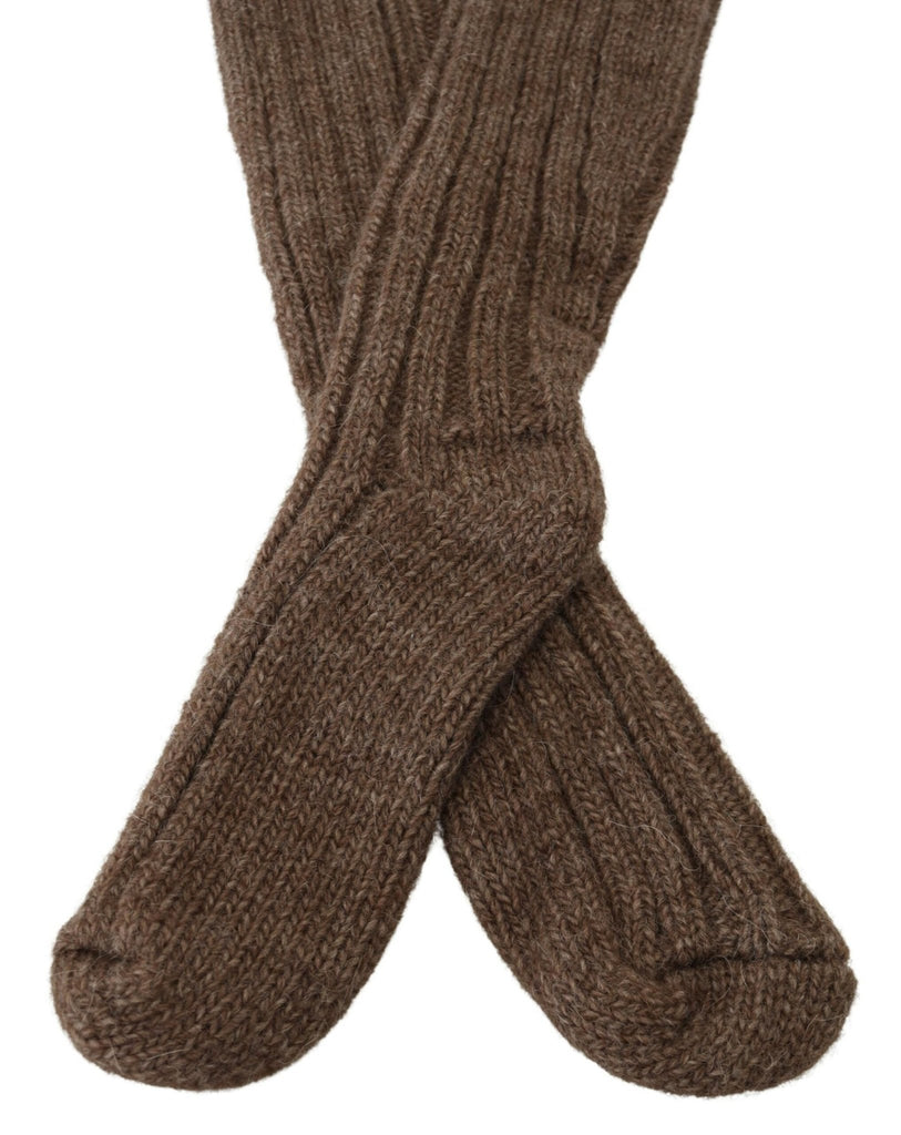 Dolce & Gabbana Brown Wool Knit Calf Long Women Socks - Beyzy Store - Dolce & Gabbana