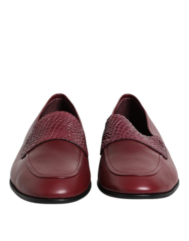 Dolce & Gabbana Burgundy Calfskin Leather Formal Slip On Shoes - Beyzy Store - Dolce & Gabbana