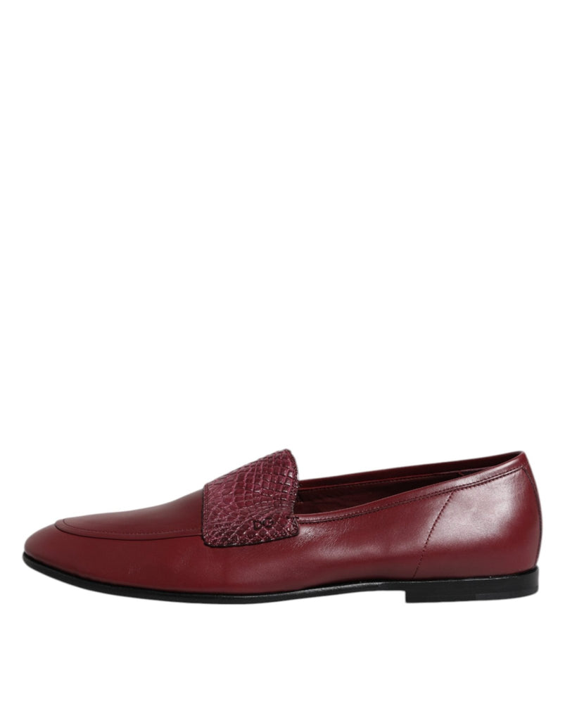 Dolce & Gabbana Burgundy Calfskin Leather Formal Slip On Shoes - Beyzy Store - Dolce & Gabbana