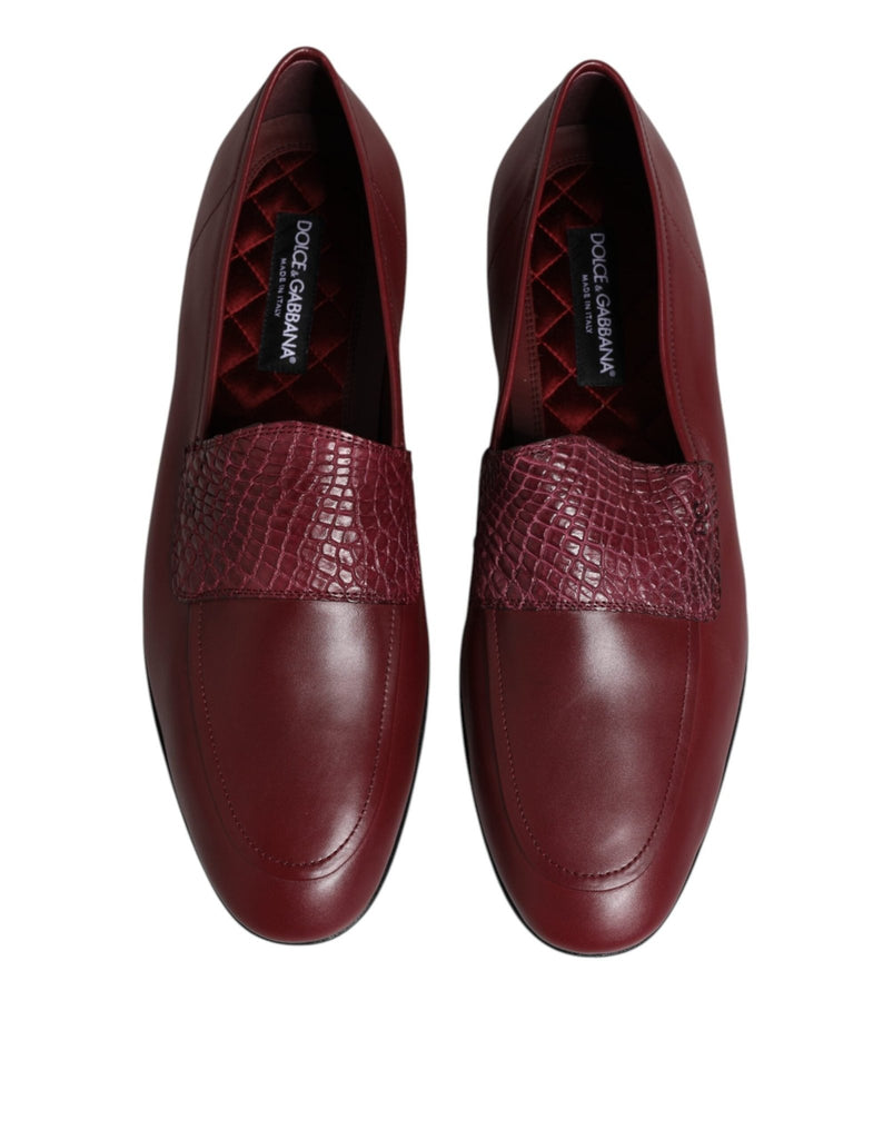 Dolce & Gabbana Burgundy Calfskin Leather Formal Slip On Shoes - Beyzy Store - Dolce & Gabbana