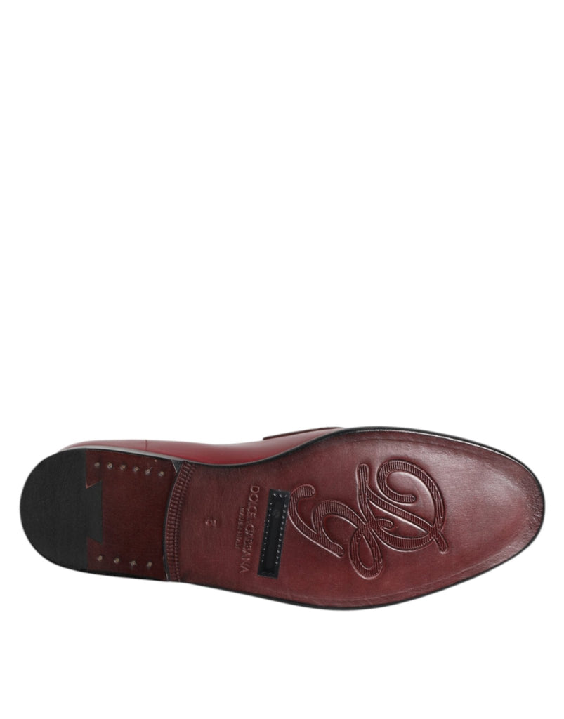 Dolce & Gabbana Burgundy Leather Formal Slip On Shoes - Beyzy Store - Dolce & Gabbana
