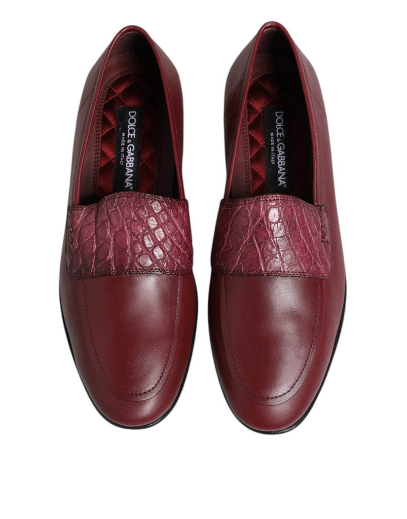 Dolce & Gabbana Burgundy Leather Formal Slip On Shoes - Beyzy Store - Dolce & Gabbana