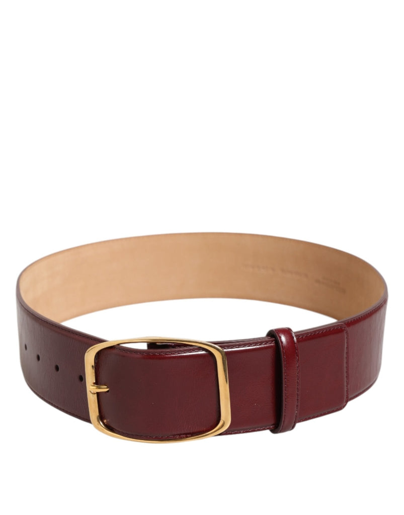 Dolce & Gabbana Burgundy Leather Gold Metal Buckle Women Belt - Beyzy Store - Dolce & Gabbana