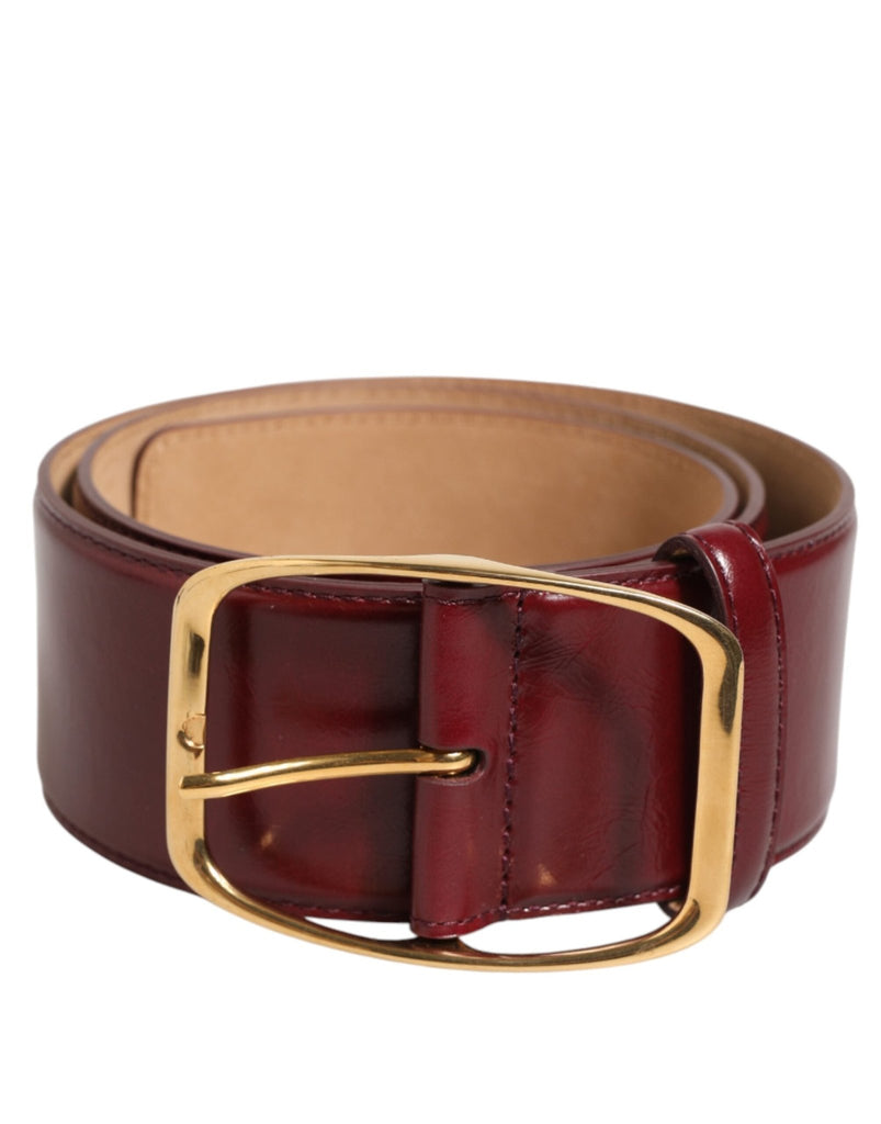 Dolce & Gabbana Burgundy Leather Gold Metal Buckle Women Belt - Beyzy Store - Dolce & Gabbana
