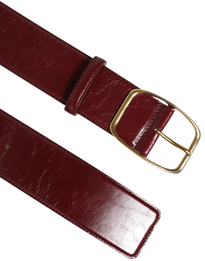 Dolce & Gabbana Burgundy Leather Gold Metal Buckle Women Belt - Beyzy Store - Dolce & Gabbana