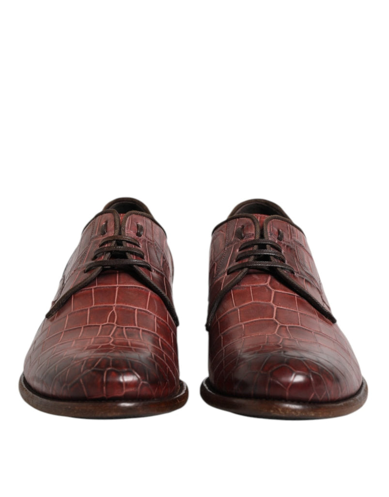 Dolce & Gabbana Burgundy Leather Lace Up Derby Dress Shoes - Beyzy Store - Dolce & Gabbana