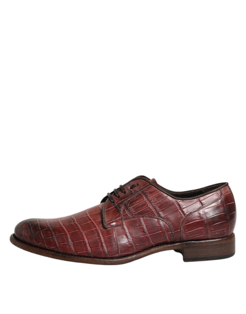 Dolce & Gabbana Burgundy Leather Lace Up Derby Dress Shoes - Beyzy Store - Dolce & Gabbana