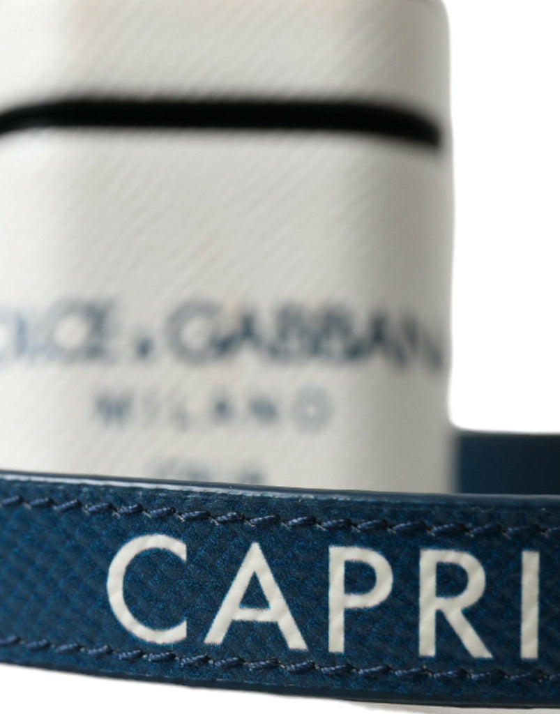 Dolce & Gabbana Chic Leather Airpods Case in Blue & White - Beyzy Store - Dolce & Gabbana