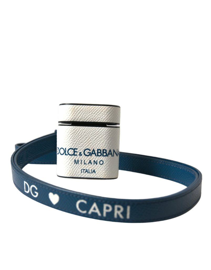 Dolce & Gabbana Chic Leather Airpods Case in Blue & White - Beyzy Store - Dolce & Gabbana