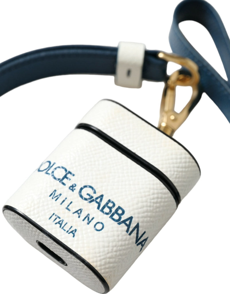 Dolce & Gabbana Chic Leather Airpods Case in Blue & White - Beyzy Store - Dolce & Gabbana