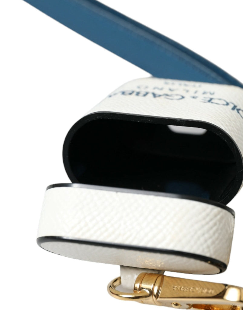 Dolce & Gabbana Chic Leather Airpods Case in Blue & White - Beyzy Store - Dolce & Gabbana